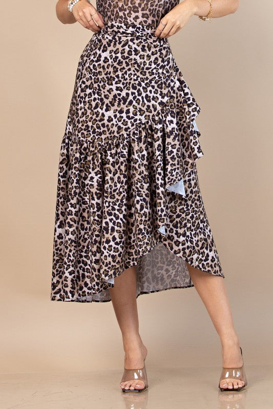 Animal Print Wrap Skirt