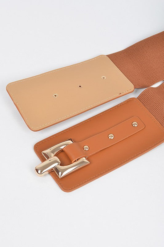 Two Square Buckle Elastic Belt