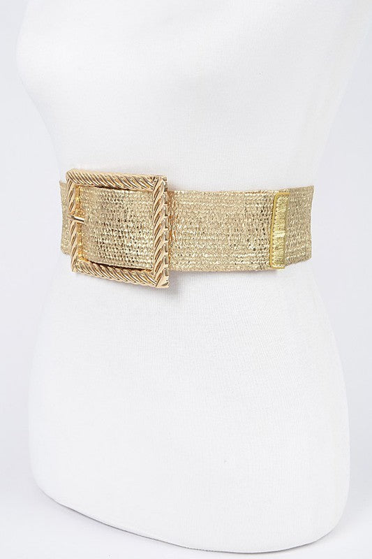 Wide Metal Buckle Plus Size Straw Belt