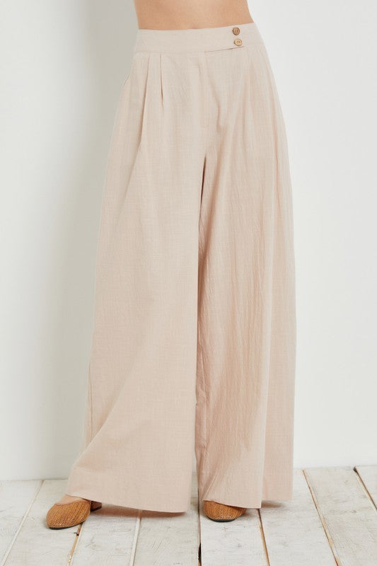 Overlap Waist Crinkled Pants