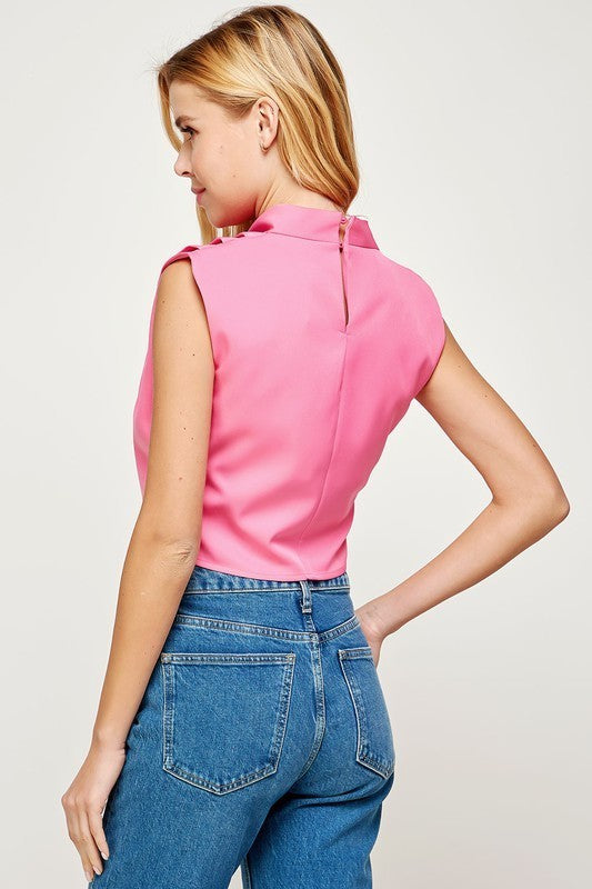 High Cowl Neck Sleeveless Top