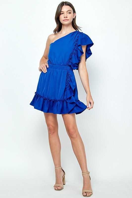 mila ruffle mini dress One Shoulder Ruffled Mini Dress – Mila Boutique