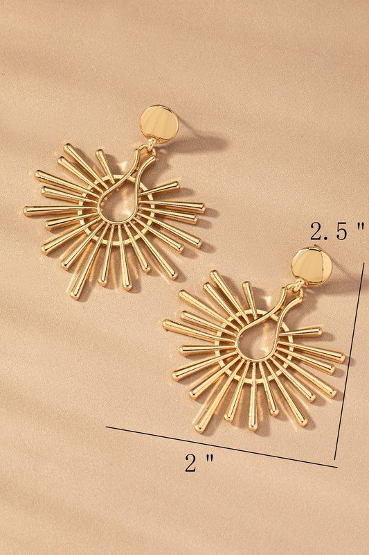 Open Work Solar Ray Drop Earrings