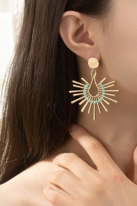 Solar Ray Drop Turquoise Detail Earrings