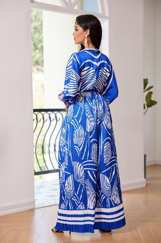 Long Sleeve Printed Satin Jumpsuit