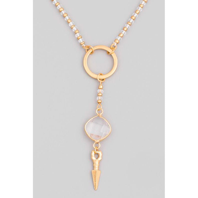 Beaded Arrow Stone Pendant Necklace
