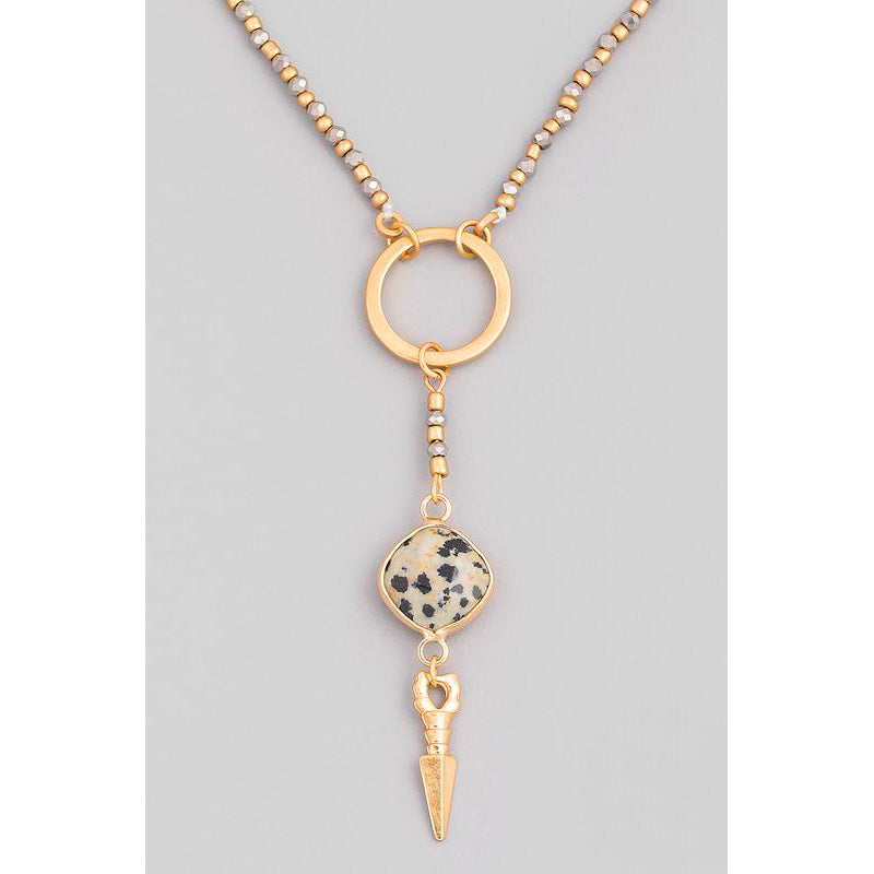 Beaded Arrow Stone Pendant Necklace