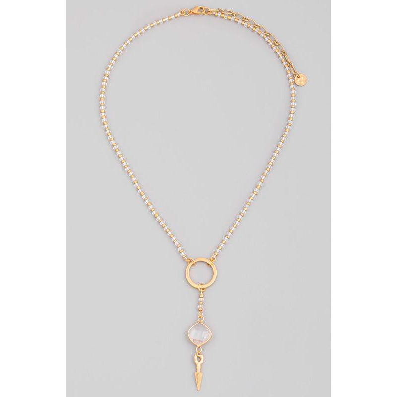 Beaded Arrow Stone Pendant Necklace