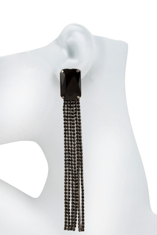 Rhinestone Fringe Earrings (Pick Color)