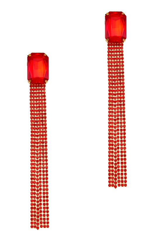 Rhinestone Fringe Earrings (Pick Color)