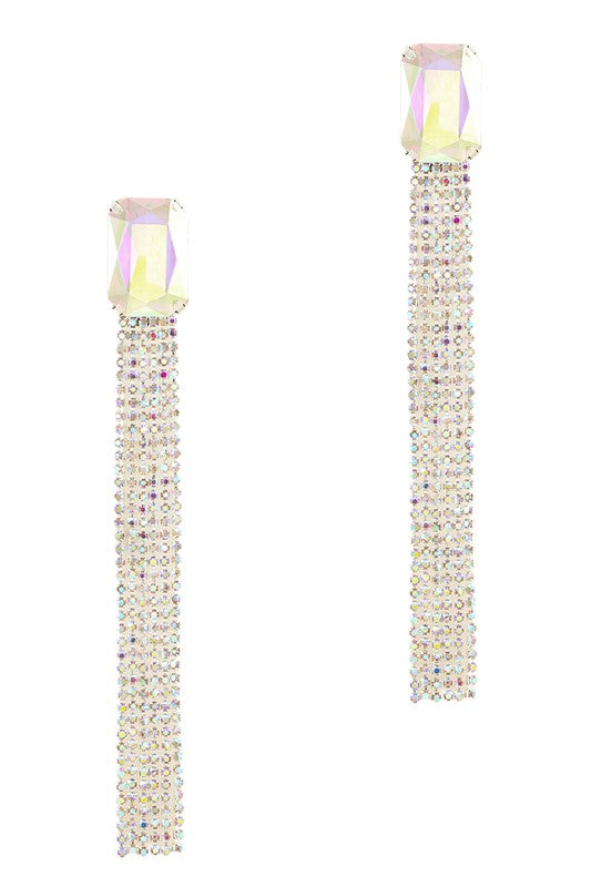 Rhinestone Fringe Earrings (Pick Color)