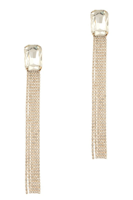 Rhinestone Fringe Earrings (Pick Color)
