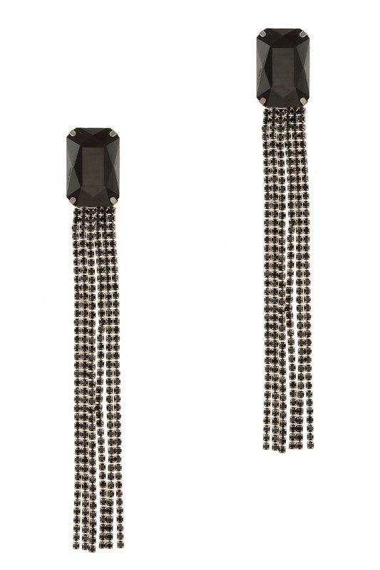 Rhinestone Fringe Earrings (Pick Color)