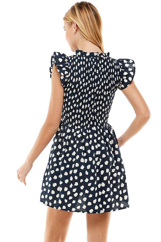 Flutter Sleeve Polka Dot Dress