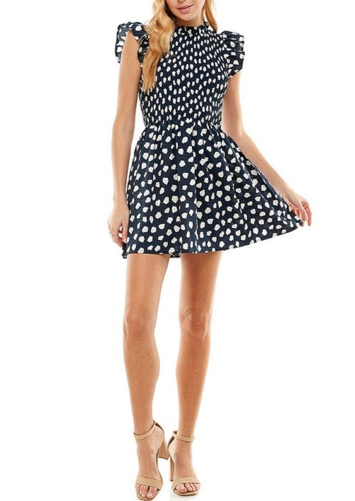 Flutter Sleeve Polka Dot Dress