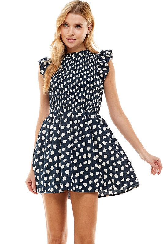 Flutter Sleeve Polka Dot Dress