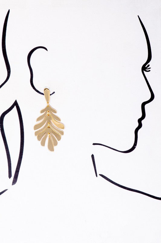 Laser Cut Leaf Drop Earrings