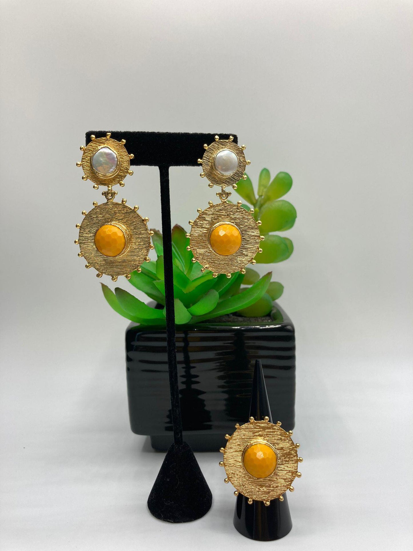 Yellow And Pearl Turkish Set