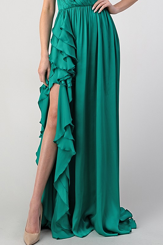 Ruffles Detail Formal Dress