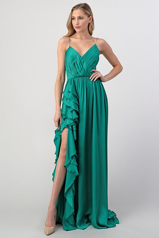 Ruffles Detail Formal Dress