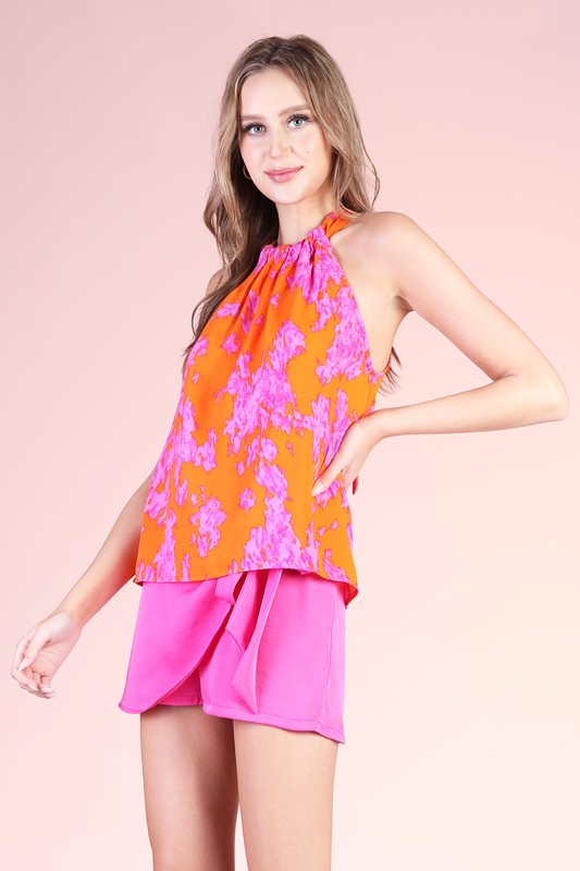 Ruched Neck Halter Top