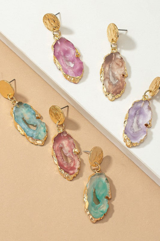 Faux Agate Drop Earrings (pick color)
