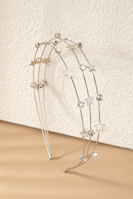 Three Layer Rhinestone And Star Hair Band