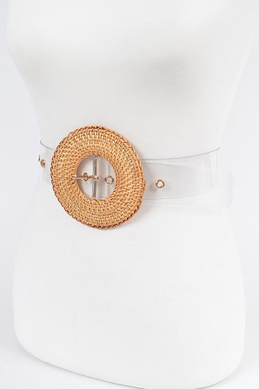 Oversize Bamboo Buckle Clear Belt