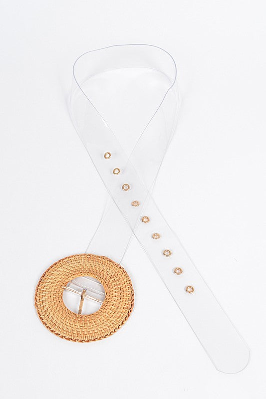 Oversize Bamboo Buckle Clear Belt