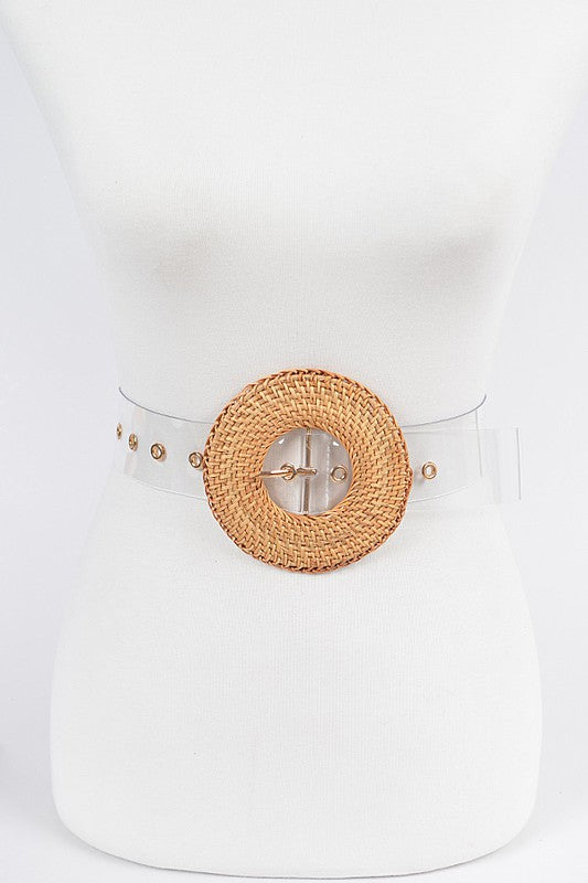 Oversize Bamboo Buckle Clear Belt