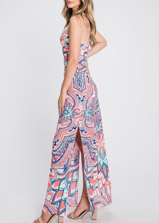 Modern Mosaic Strappy Back Maxi Dress