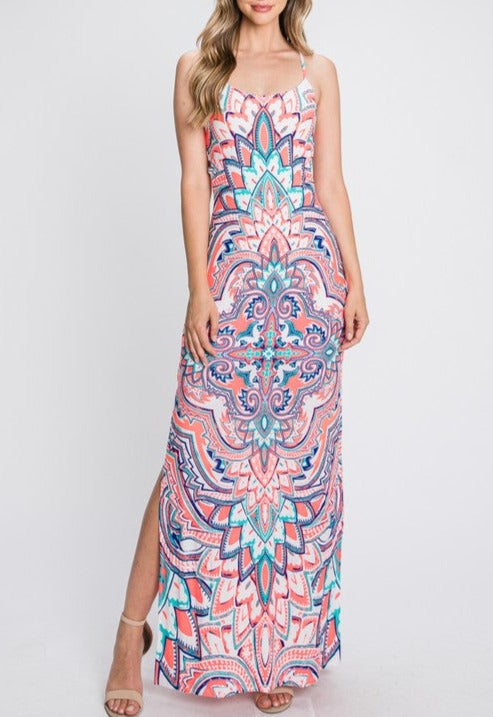 Modern Mosaic Strappy Back Maxi Dress