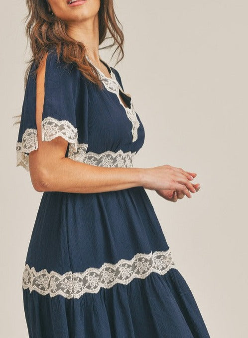 Lace Trim Mini Dress