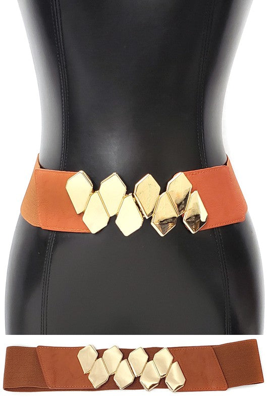 Hive Pattern Gold Buckle Belt