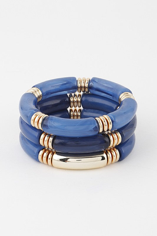 Three Toned Tube Bracelet (Pick Color)