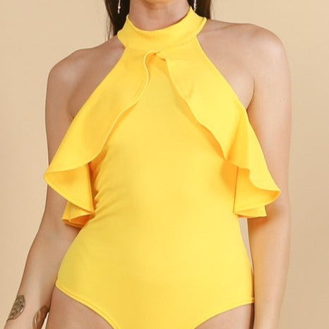 Mock Neck Ruffled Detail Bodysuit