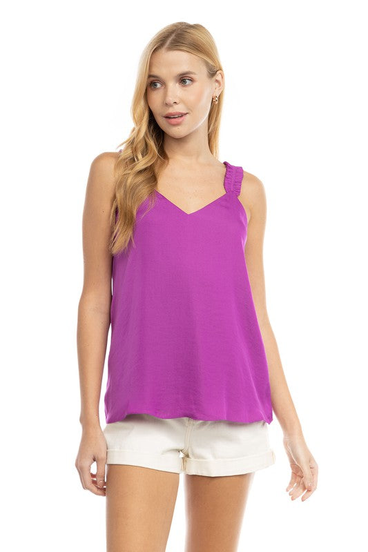 Ruffle Shoulder Strap Top
