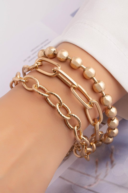 3 Row Chunky Chain Ball Chain Bracelet