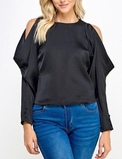Long Sleeve Cold Shoulder Top