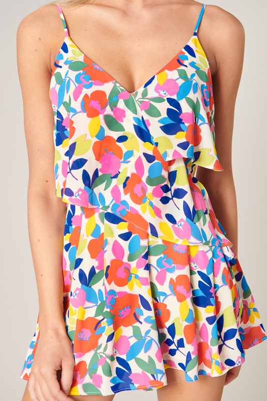 Floral Ruffle Detail Romper