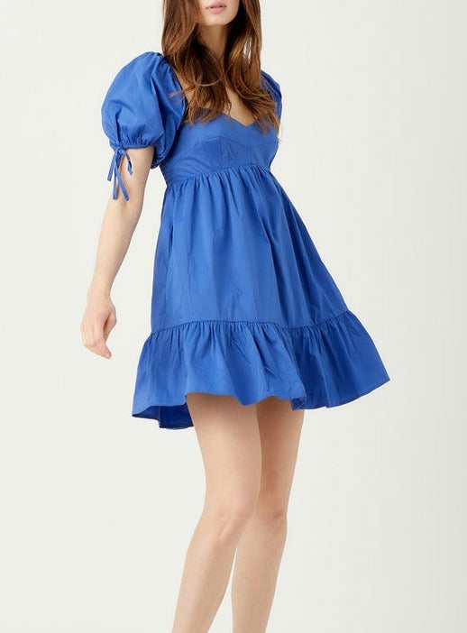 Puff Sleeve Sweetheart Mini Dress