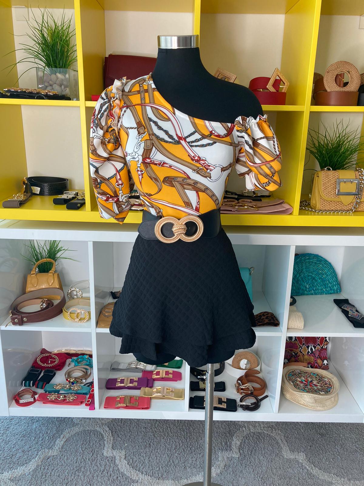 Black Detail Ruffle Skirt