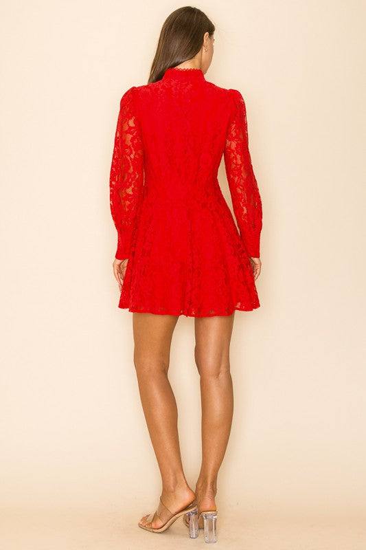 Long Sleeve Lace Mini Dress