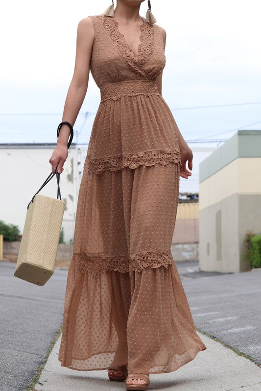 Lace Band Detail Maxi Dress