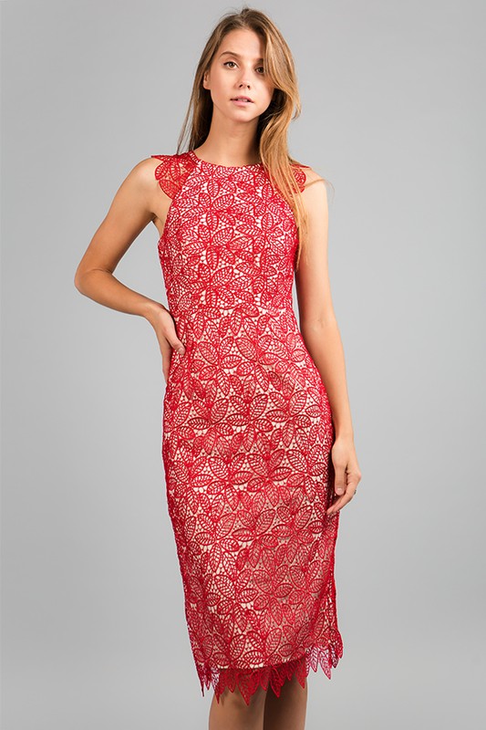 Leaf Lace Cocktail Dress