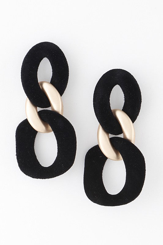 Velvet Curb Chain Earrings (Pick Color)
