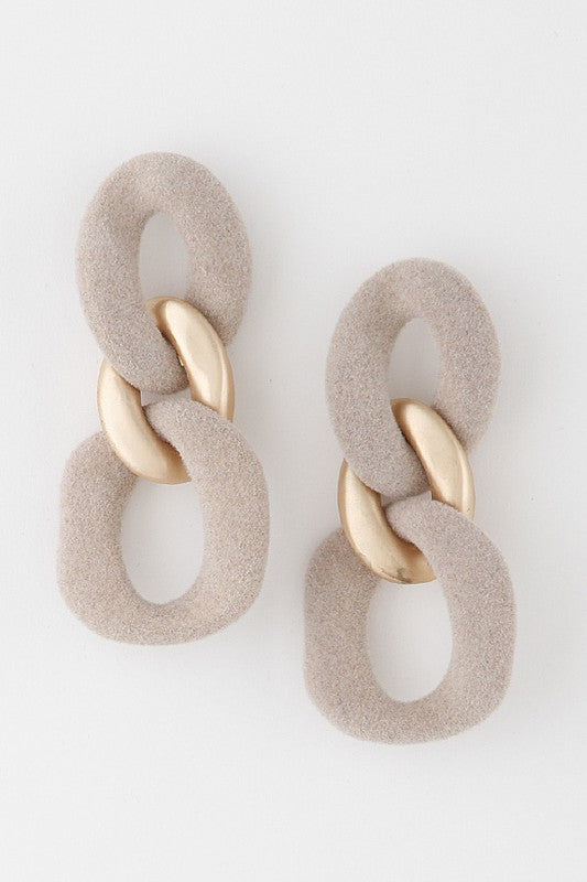 Velvet Curb Chain Earrings (Pick Color)