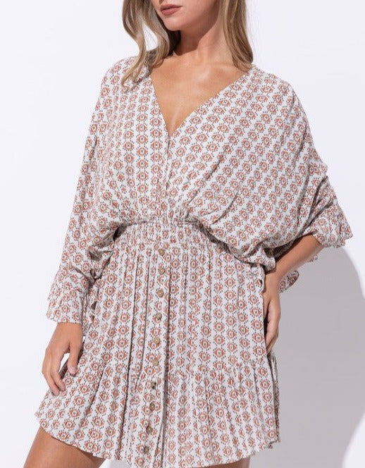 Mini V Neck Kimono Dress