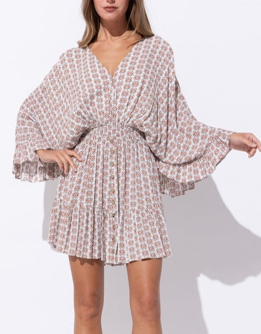Mini V Neck Kimono Dress