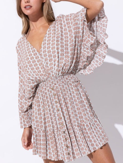Mini V Neck Kimono Dress